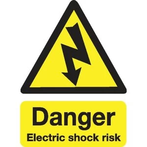 Stewart Superior Safety Sign Danger Shock Risk 200x150mm Self adhesive Vinyl