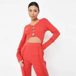 Missguided Coord Exposed Seam Crop Cardigan - Red