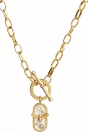 White Enamel Bee Chain Gold Necklace OBJAMN79