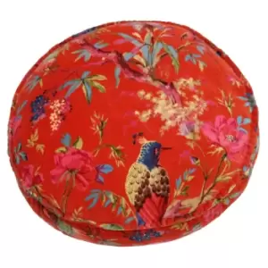 Paoletti Paradise Round Polyester Filled Cushion Cotton Orange