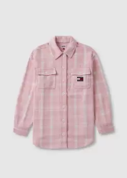 Tommy Hilfiger Womens Check Overshirt In Aloha Pink