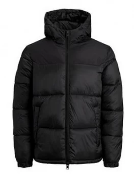 Jack & Jones Boys Hooded Padded Coat - Black, Size Age: 8 Years