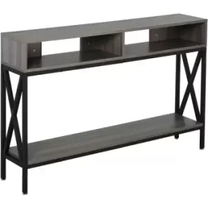 Industrial Style Console Table 3 Compartments Metal Frame Foot Pads Grey - Homcom