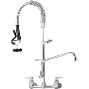 Commercial Faucet with Sprayer, 8' Adjustable Center Wall Mount Kitchen Faucet with 12' Swivel Spout, 24' Height Compartment Sink Faucet for