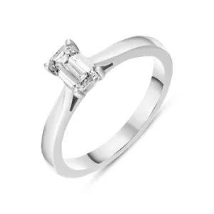 Platinum Diamond Emerald Cut Solitaire Ring