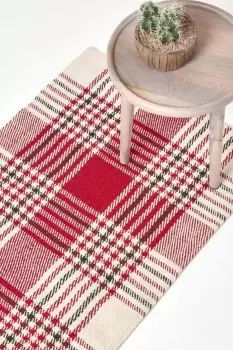 Walker Red Tartan Check Non-Slip 100% Wool Hall Runner, 66 x 200 cm