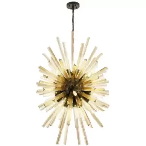 Luminosa Hornby 32 Light E27, Vertical Oval Ceiling Pendant Matt Black, Champagne Glass