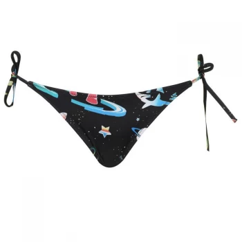 Calvin Klein Space Tie Bikini Bottoms - Black Print