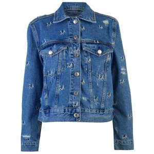 Guess Monogram Embroidered Trucker Jacket - MONOGRAM WASH