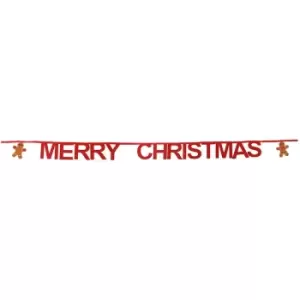 Something Different Merry Christmas Gingerbread Man Bunting (One Size) (Red/Brown) - Red/Brown