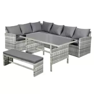 Oseasons Fiji Rattan 8 Seat Corner Dining Set In Dove Grey