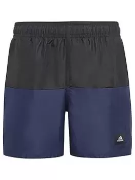 adidas Boys Colourblock Swim Short - Black/Multi, Black/Multi, Size 9-10 Years