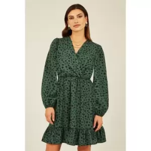 Mela London Green Dalmatian Print Midi Dress - Green