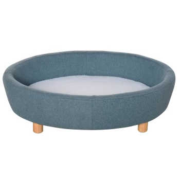 PawHut Pet Sofa Couch for Medium-Sized Dog Cushioned Bed Wooden legs, Light Blue 81cm x 61cm x 24cm Blue