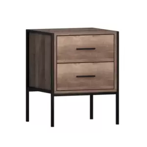 FWStyle 2 Drawer Loft Industrial Bedside Table