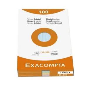 Exacompta Record Cards Lined 125x200mm Assorted 13853X (PK100)