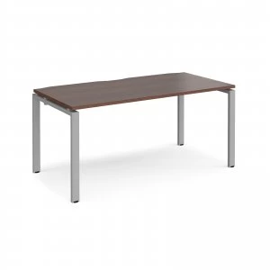 Adapt II Single Desk 1600mm x 800mm - Silver Frame Walnut top