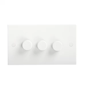 KnightsBridge 40-400W White 3G 2 Way 230V Electric Dimmer Switch Wall Plate