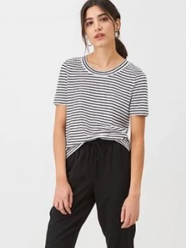 WHISTLES Rosa Double Trim Stripe T-Shirt - Black/White, Size XS, Women