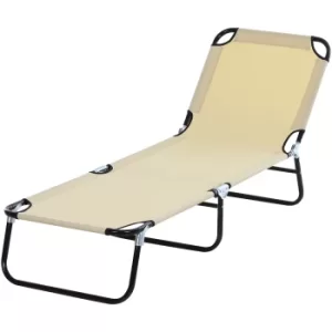 Outsunny Portable Folding Sun Lounger With 4-Position Adjustable Backrest Relaxer Recliner with Lightweight Frame Great for Pool or Sun Bathing Beige