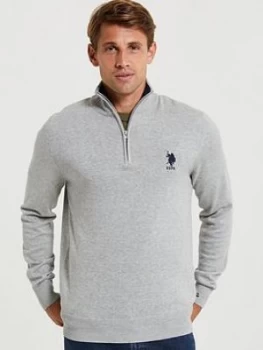 U.S. Polo Assn. U.s Polo Assn Knit Classic 1/4 Zip, Grey Size M Men