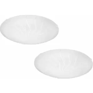 2 pack Wall Flush Ceiling Light White Shade Granille White Clear Glass LED 11W