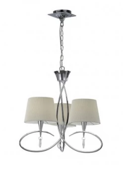 Ceiling Pendant 3 Light E14, Polished Chrome with Ivory White Shades