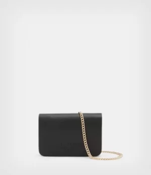 AllSaints Womens Honore Leather Cardholder, Black