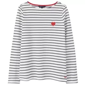 Crew Clothing Womens Ultimate Breton Button Side Top White/Navy/Heart 18