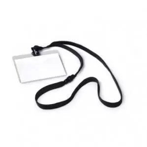 Durable Visitor NAME BADGE 60x90mm with 10mm Textile Necklace Black