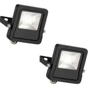 Loops - 2 pack Outdoor IP65 LED Floodlight - 10W Cool White LED - Angled Wall Bracket