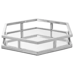 Olivia's Hexagonal Silver Mirror Tray