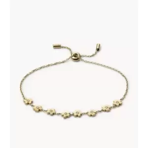 Fossil Womens Georgia Vintage Flower Gold-Tone Stainless Steel Station Bracelet - Gold