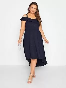 Yours High Low Bardot Dress - Navy, Size 20, Women