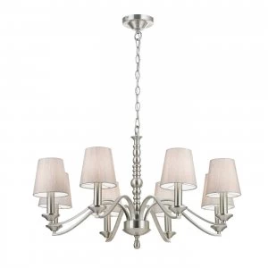 8 Light Multi Arm Chandelier Satin Nickel Finish, E14