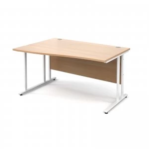 Maestro 25 WL Left Hand Wave Desk 1400mm - White Cantilever Frame bee