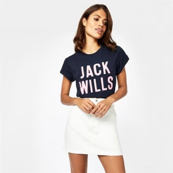 Jack Wills Paulkin Boyfriend Graphic T Shirt - Navy