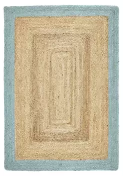 Origins Jute Border Woven Cut Pile Rug - 160x230cm -Duck Egg