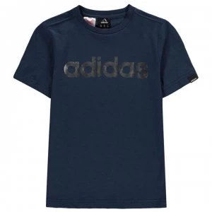 adidas Linear Foil T Shirt Junior Boys - Navy/Silver