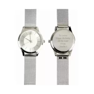 Personalised Silver with Mesh Style Strap Watch