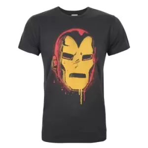 Junk Food Mens Face Iron Man T-Shirt (S) (Black)