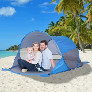 Outsunny Fibreglass Frame 2 Person Pop-Up Lightweight Camping Tent Blue
