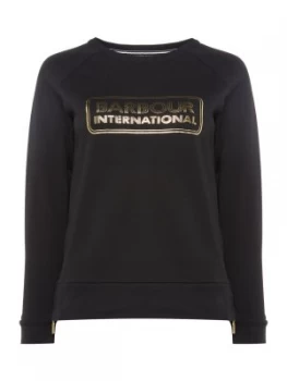 Barbour Mugello Long Sleeve Foil Logo Sweatshirt Black