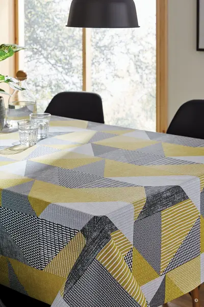 Catherine Lansfield 'Larsson Geo' 137cm x 178cm Table Cloth Yellow