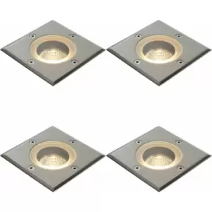 4 pack Marine Grade IP65 Square Ground Light - 50W GU10 - Stainless Steel