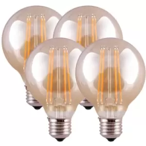 Harper Living 8 Watts G95 E27 LED Bulb Amber Globe Warm White Dimmable, Pack of 4