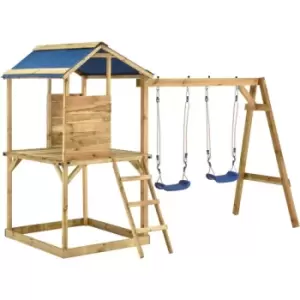 Playhouse with Swings and Ladder Impregnated Pinewood - Multicolour - Vidaxl