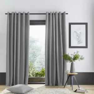 Catherine Lansfield Pinsonic Chevron Lined Eyelet Curtains, Silver, 66 x 54 Inch