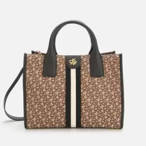 DKNY Womens Carol Logo Jacquard Medium Tote Bag - Chino/Black