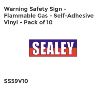 Warning Safety Sign - Flammable Gas - Self-Adhesive Vinyl - Pack of 10